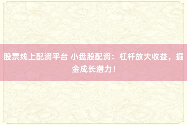 股票线上配资平台 小盘股配资：杠杆放大收益，掘金成长潜力！