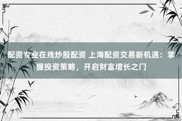 配资专业在线炒股配资 上海配资交易新机遇：掌握投资策略，开启财富增长之门